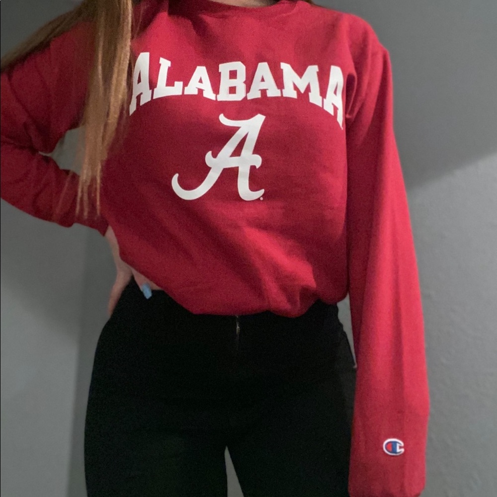 Champion Red Alabama Crewneck Sweatshirt with White Logo